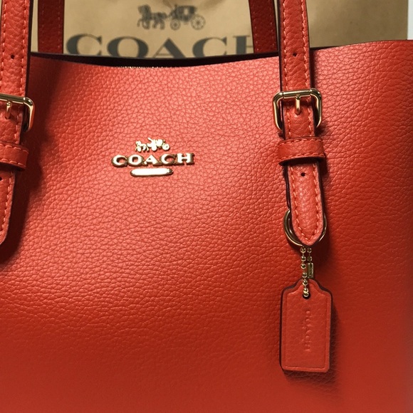 NWT COACH Im/Mango/Wine Leather Tote Bag - Picture 5 of 9